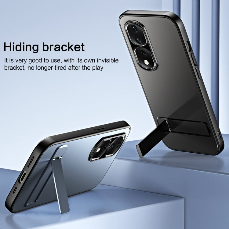For Honor 80 Pro R-JUST RJ-61 Electroplating Frosted TPU + PC Phone Case with Holder(Grey) - Honor Cases by R-JUST | Online Shopping South Africa | PMC TechLife