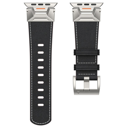 For Apple Watch Series 5 44mm Mecha Style Leather Watch Band(Black Napa) - Watch Bands by PMC Jewellery | Online Shopping South Africa | PMC Jewellery