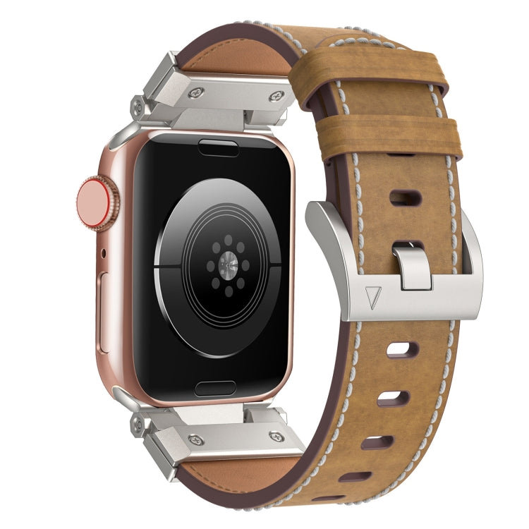 For Apple Watch Series 2 42mm Mecha Style Leather Watch Band(Light Brown) - Watch Bands by PMC TechLife | Online Shopping South Africa | PMC TechLife