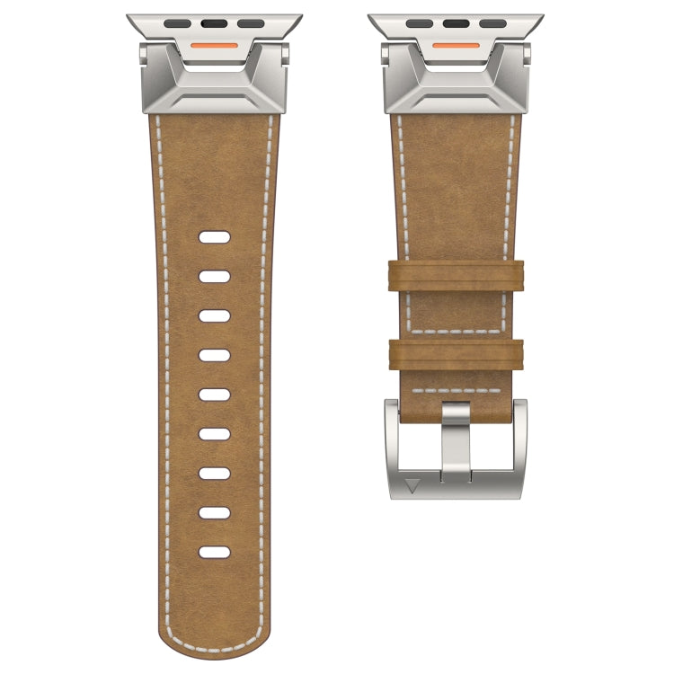 For Apple Watch Series 2 42mm Mecha Style Leather Watch Band(Light Brown) - Watch Bands by PMC TechLife | Online Shopping South Africa | PMC TechLife