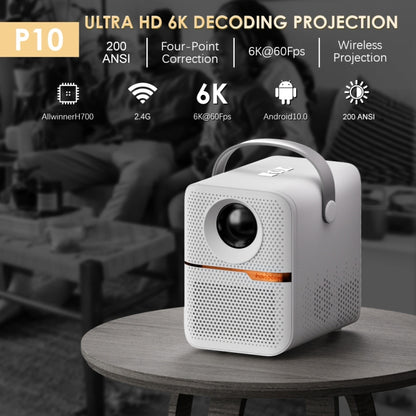 GXMO P10 Android 10 OS HD Portable WiFi Projector, Plug Type:AU Plug(White) - Mini Projector by GXMO | Online Shopping South Africa | PMC Jewellery | Buy Now Pay Later Mobicred