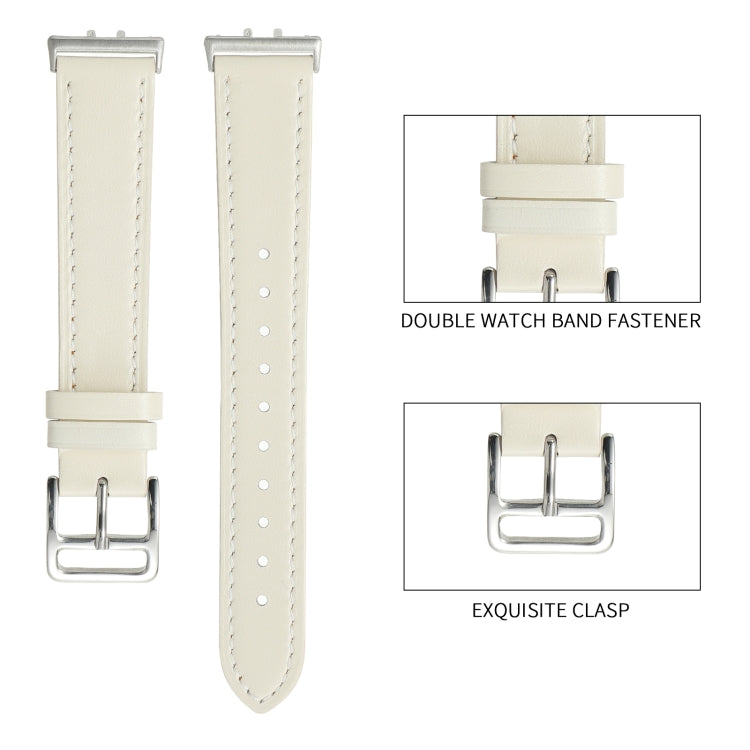 For Samsung Galaxy Fit 3 Sewing Thread Genuine Leather Watch Band(Orange) - Watch Bands by PMC TechLife | Online Shopping South Africa | PMC TechLife | Buy Now Pay Later Mobicred