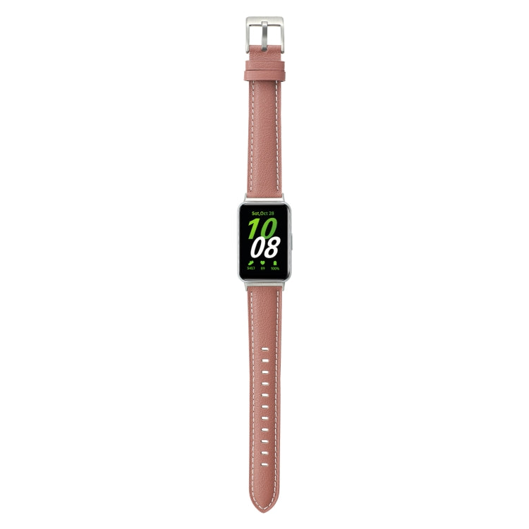 For Samsung Galaxy Fit 3 Pointed Tail Genuine Leather Watch Band(Dark Pink) - Watch Bands by PMC TechLife | Online Shopping South Africa | PMC TechLife | Buy Now Pay Later Mobicred