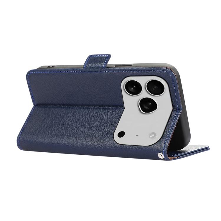 For iPhone 17 Pro ABEEL Side-Magnetic Litchi Pattern Leather RFID Phone Case(Blue) - free shipping - PMc TechLife - Order now!