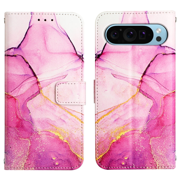 For Google Pixel 9 PT003 Marble Pattern Flip Leather Phone Case(Pink Purple Gold) - Google Cases by PMC TechLife | Online Shopping South Africa | PMC TechLife | Buy Now Pay Later Mobicred