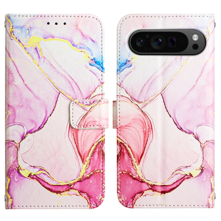 For Google Pixel 9 Pro PT003 Marble Pattern Flip Leather Phone Case(Rose Gold) - Google Cases by PMC Jewellery | Online Shopping South Africa | PMC Jewellery | Buy Now Pay Later Mobicred