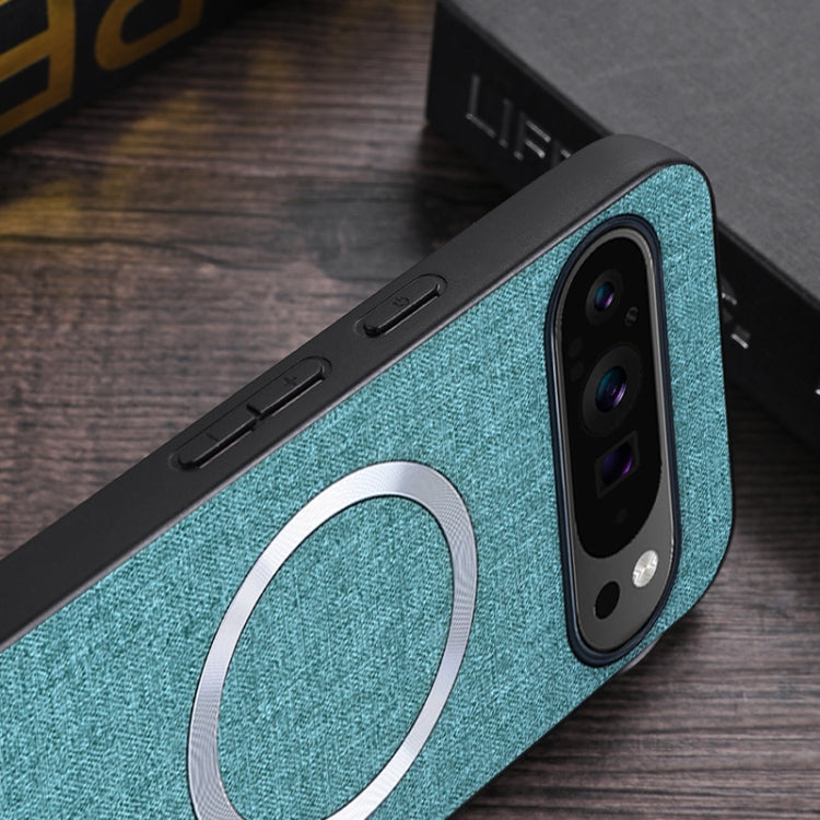 For Google Pixel 9 CD Magnetic Ring Cloth Texture PU Phone Case(Green) - Google Cases by PMC TechLife | Online Shopping South Africa | PMC TechLife | Buy Now Pay Later Mobicred