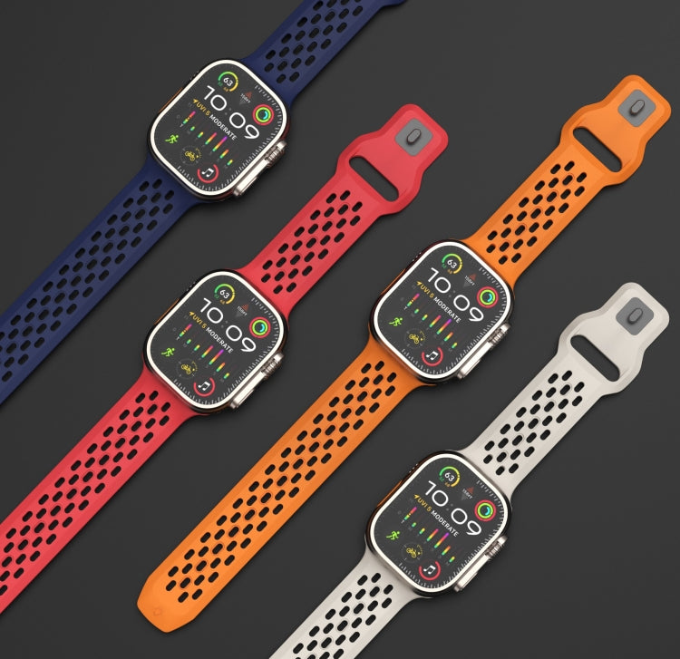 For Apple Watch 42mm Oval Holes Fluororubber Watch Band(Dark Grey) - Watch Bands by PMC TechLife | Online Shopping South Africa | PMC TechLife