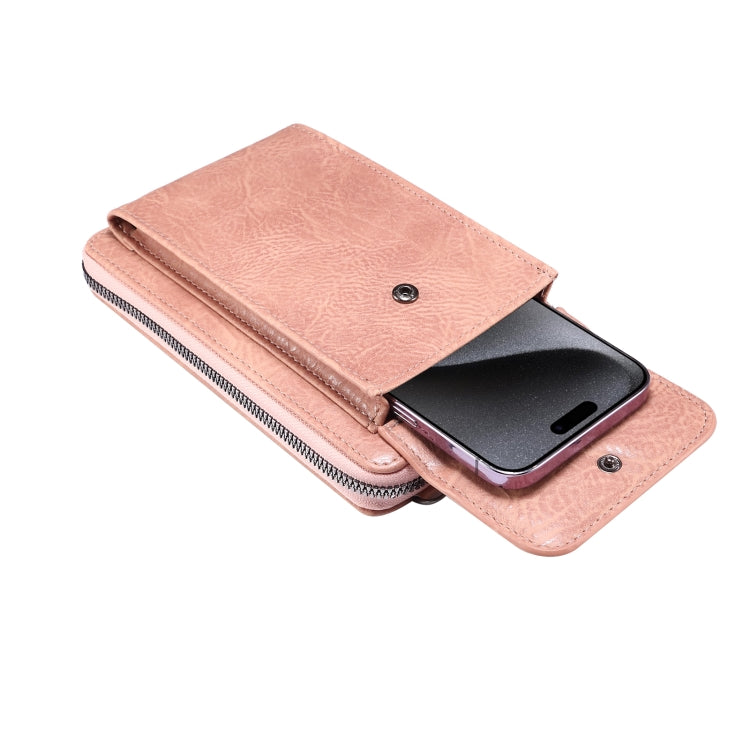 Elephant Pattern Multifunctional Cross Bag Phone Case(Light Pink) -  by PMC TechLife | Online Shopping South Africa | PMC TechLife