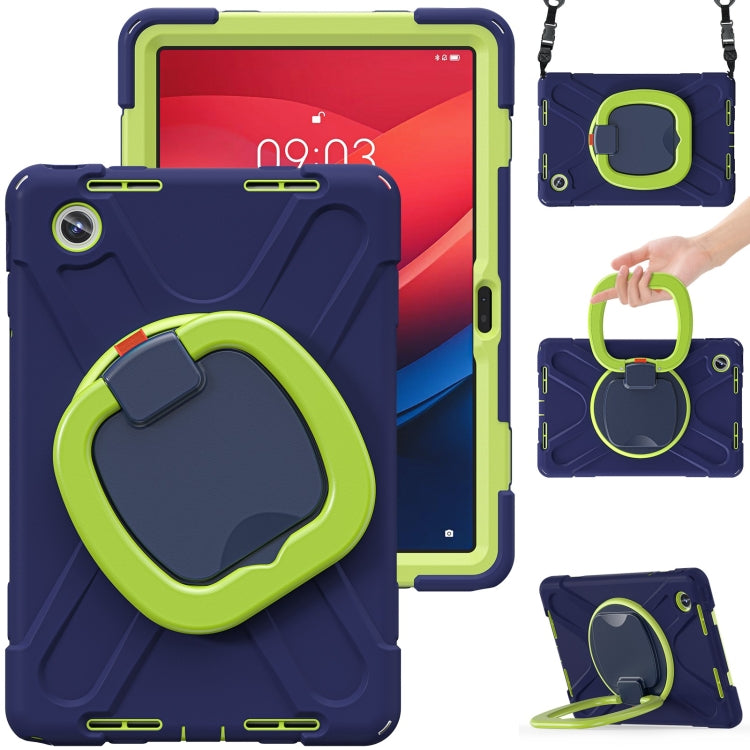 For Lenovo Tab M11 /Xiaomi Pad 11 2024 Silicone Hybrid PC Tablet Case with Holder & Shoulder Strap(Navy Blue Olivine) - Lenovo by PMC Jewellery | Online Shopping South Africa | PMC Jewellery | Buy Now Pay Later Mobicred