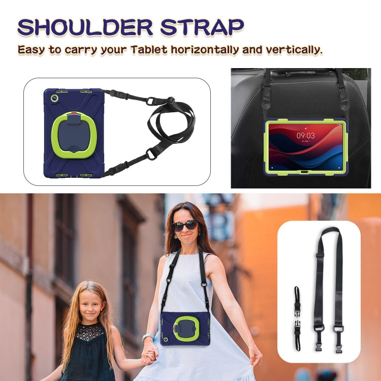 For Lenovo Tab M11 /Xiaomi Pad 11 2024 Silicone Hybrid PC Tablet Case with Holder & Shoulder Strap(Navy Blue Olivine) - Lenovo by PMC Jewellery | Online Shopping South Africa | PMC Jewellery | Buy Now Pay Later Mobicred