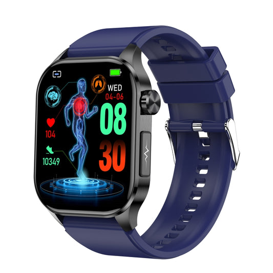ET580 2.04 inch AMOLED Screen Sports Smart Watch Support Bluethooth Call /  ECG Function(Blue Silicone Band) - Smart Watches by PMC Jewellery | Online Shopping South Africa | PMC Jewellery