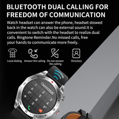 LEMFO T95 1.52 inch IPS Screen 2 in 1 Bluetooth Earphone Smart Watch Support Health Monitoring(Silver) - Smart Watches by LEMFO | Online Shopping South Africa | PMC Jewellery | Buy Now Pay Later Mobicred