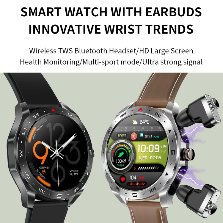 LEMFO T95 1.52 inch IPS Screen 2 in 1 Bluetooth Earphone Smart Watch Support Health Monitoring(Black) - Smart Watches by LEMFO | Online Shopping South Africa | PMC Jewellery