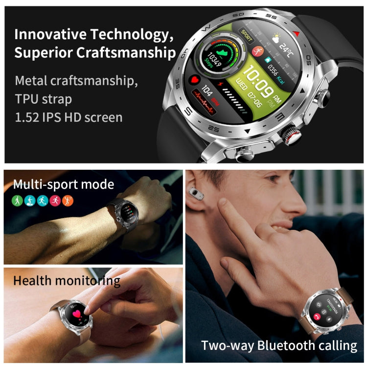 LEMFO T95 1.52 inch IPS Screen 2 in 1 Bluetooth Earphone Smart Watch Support Health Monitoring(Silver) - Smart Watches by LEMFO | Online Shopping South Africa | PMC Jewellery | Buy Now Pay Later Mobicred