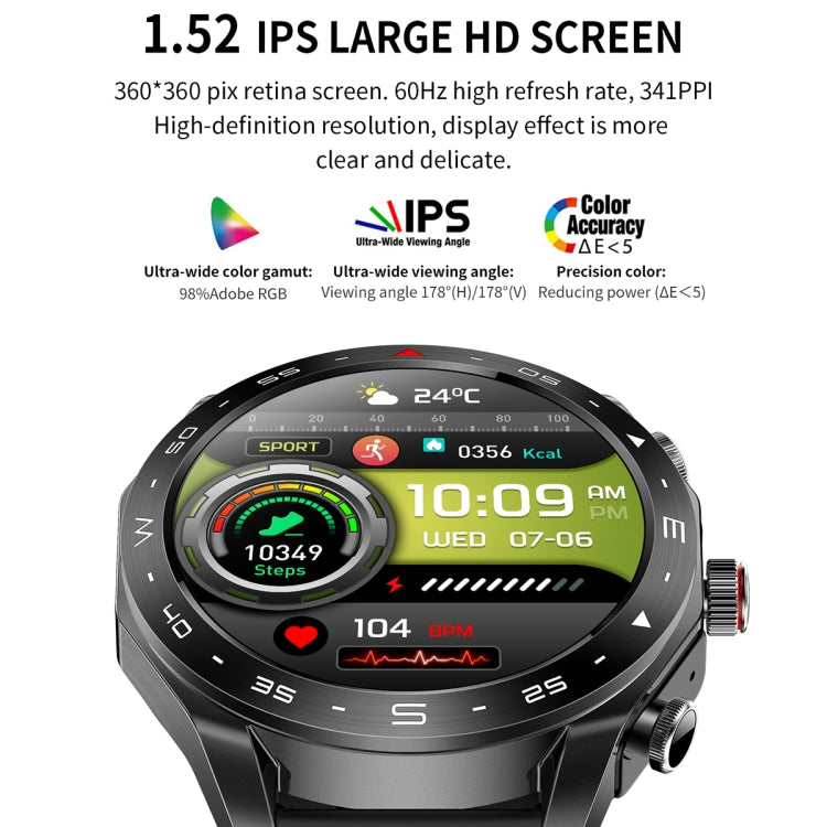 LEMFO T95 1.52 inch IPS Screen 2 in 1 Bluetooth Earphone Smart Watch Support Health Monitoring(Silver) - Smart Watches by LEMFO | Online Shopping South Africa | PMC Jewellery | Buy Now Pay Later Mobicred