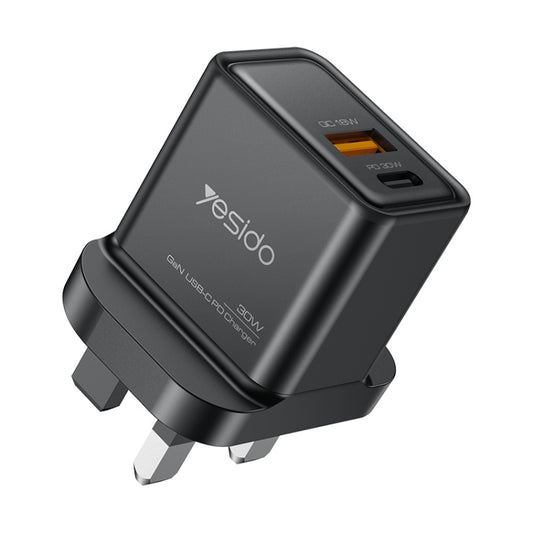 Yesido YC83 PD 30W USB-C/Type-C+USB Interface GaN Fast Charging Charger(UK Plug) - USB Charger by Yesido | Online Shopping South Africa | PMC Jewellery | Buy Now Pay Later Mobicred