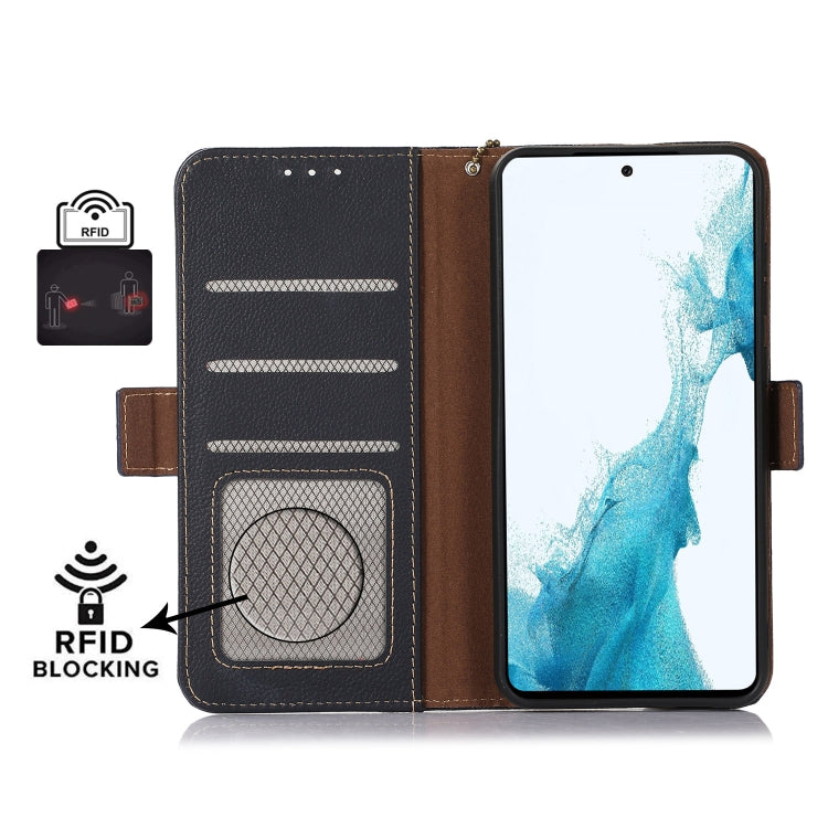 For OnePlus CE4 5G Global Side-Magnetic TJ Genuine Leather RFID Phone Case(Blue) - OnePlus Cases by PMC TechLife | Online Shopping South Africa | PMC TechLife | Buy Now Pay Later Mobicred