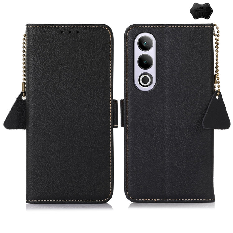 For OnePlus Ace 3V Side-Magnetic TJ Genuine Leather RFID Phone Case(Black) - OnePlus Cases by PMC TechLife | Online Shopping South Africa | PMC TechLife | Buy Now Pay Later Mobicred