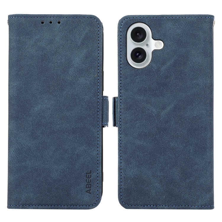 For iPhone 16 ABEEL Frosted Magnetic RFID Leather Phone Case(Blue) - iPhone 16 Cases by PMC TechLife | Online Shopping South Africa | PMC TechLife | Buy Now Pay Later Mobicred