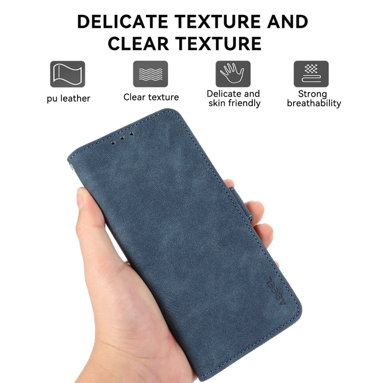 For iPhone 16 ABEEL Frosted Magnetic RFID Leather Phone Case(Blue) - iPhone 16 Cases by PMC TechLife | Online Shopping South Africa | PMC TechLife | Buy Now Pay Later Mobicred