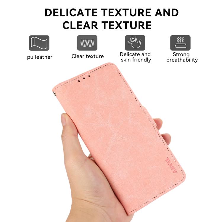 For iPhone 17 ABEEL Frosted Magnetic RFID Leather Phone Case(Pink) - free shipping - PMc TechLife - Order now!