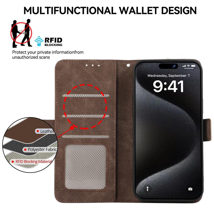 For iPhone 17 Air ABEEL Frosted Magnetic RFID Leather Phone Case(Brown) - free shipping - PMc TechLife - Order now!