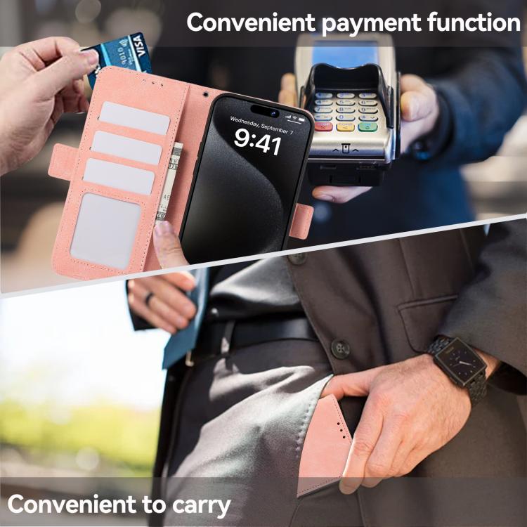 For iPhone 17 Pro ABEEL Frosted Magnetic RFID Leather Phone Case(Pink) - free shipping - PMc TechLife - Order now!
