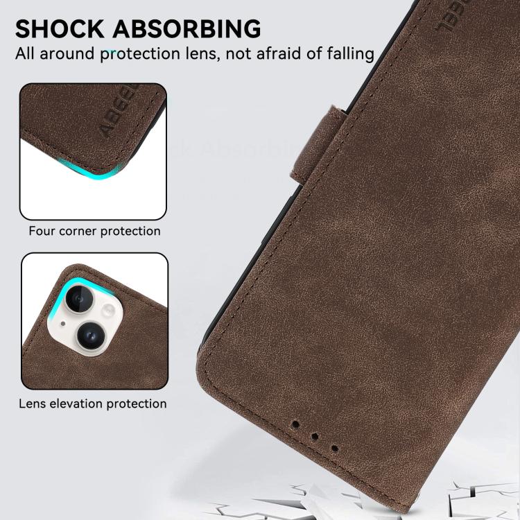 For iPhone 17 Pro ABEEL Frosted Magnetic RFID Leather Phone Case(Brown) - free shipping - PMc TechLife - Order now!