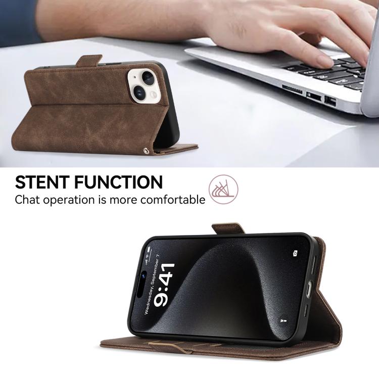 For iPhone 17 Pro ABEEL Frosted Magnetic RFID Leather Phone Case(Brown) - free shipping - PMc TechLife - Order now!