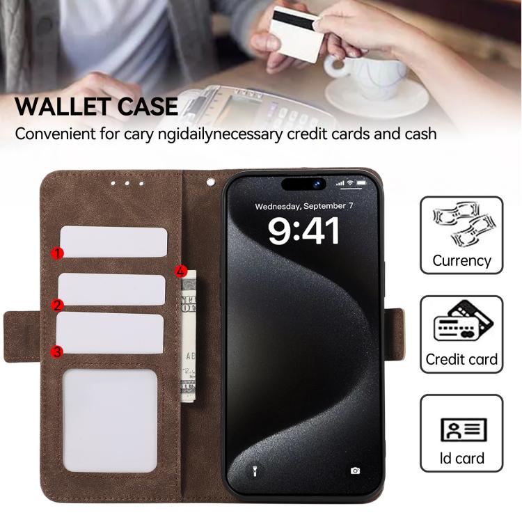 For iPhone 17 Pro ABEEL Frosted Magnetic RFID Leather Phone Case(Brown) - free shipping - PMc TechLife - Order now!