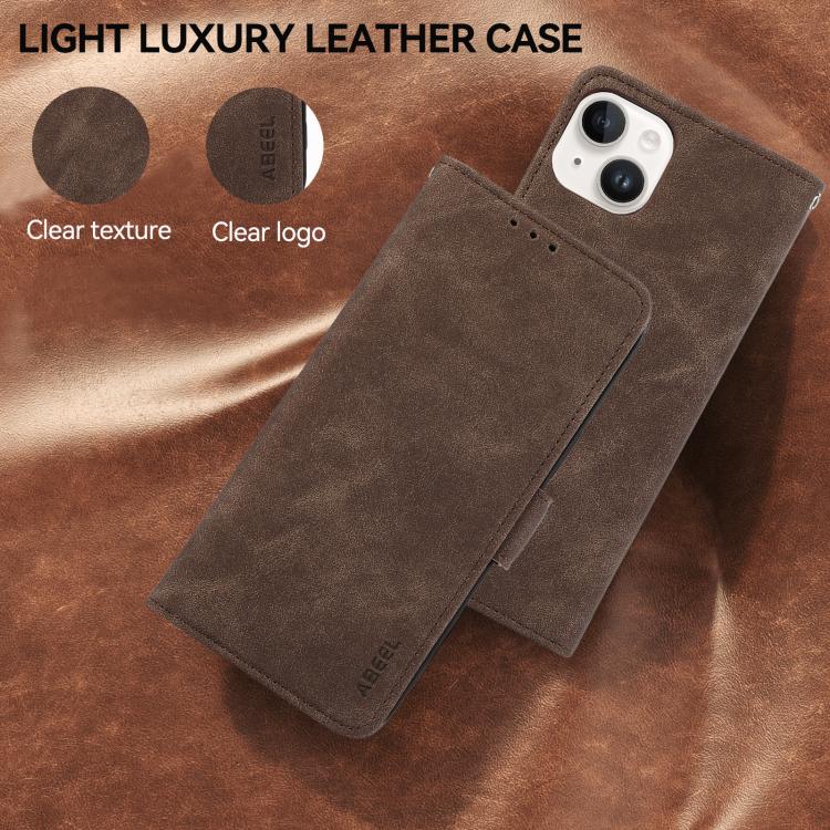For iPhone 17 Pro ABEEL Frosted Magnetic RFID Leather Phone Case(Brown) - free shipping - PMc TechLife - Order now!