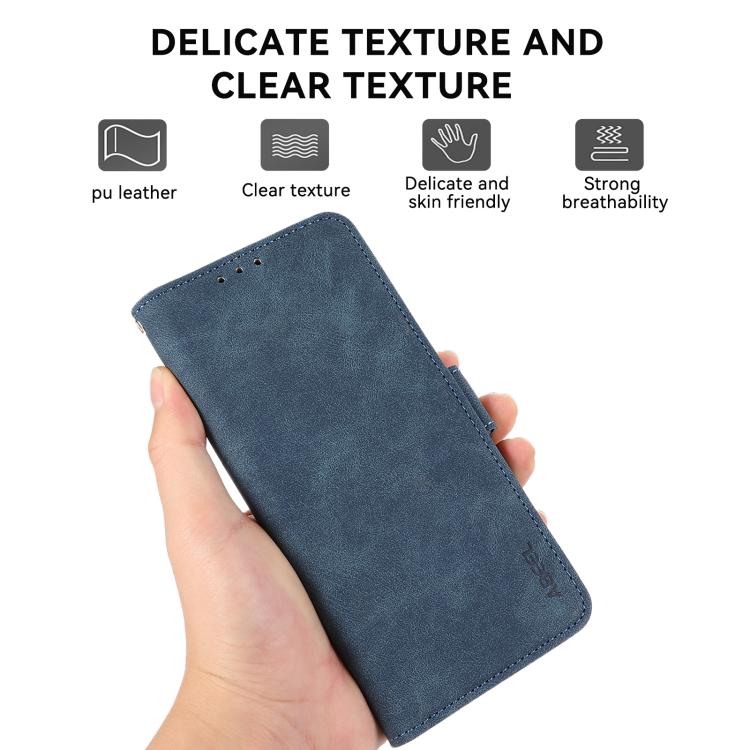 For iPhone 17 Pro Max ABEEL Frosted Magnetic RFID Leather Phone Case(Blue) - free shipping - PMc TechLife - Order now!