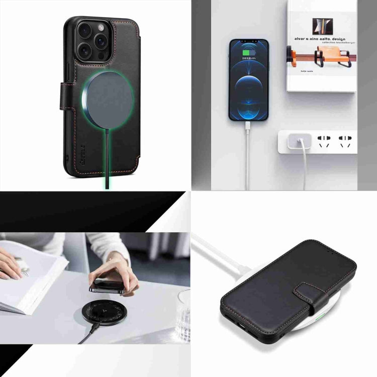 For iPhone 14 / 13 ESEBLE E1 Nappa Texture MagSafe Holder Leather Phone Case(Black) - free shipping - PMC Jewellery - Order now!