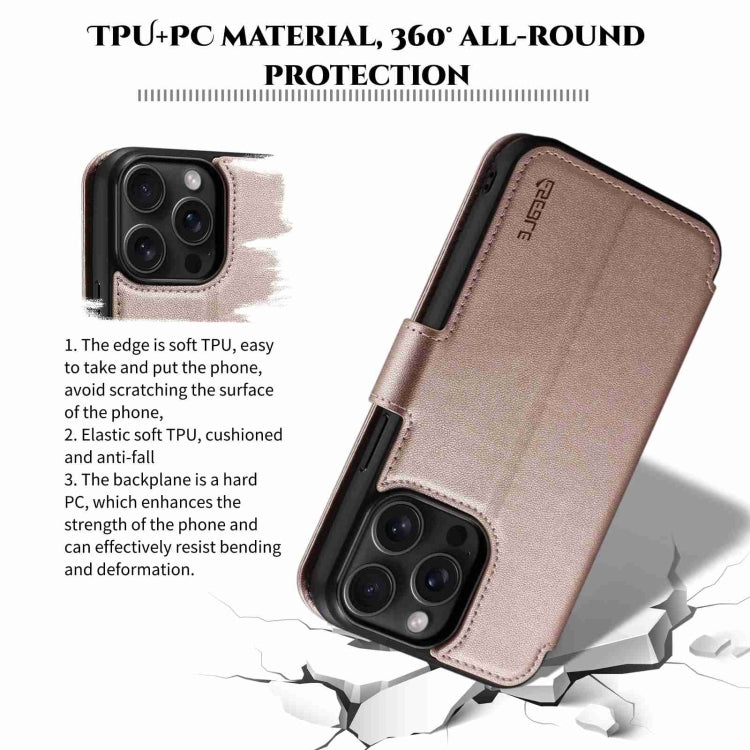 For iPhone 15 ESEBLE E1 Nappa Texture MagSafe Holder Leather Phone Case(Rose Gold) - free shipping - PMC Jewellery - Order now!
