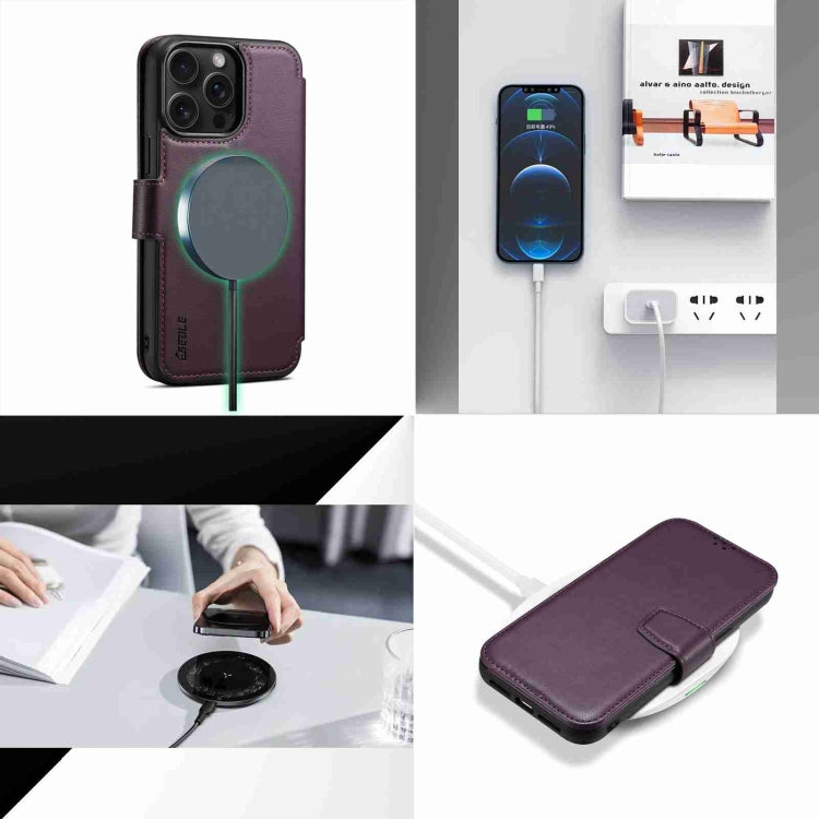 For iPhone 15 ESEBLE E1 Nappa Texture MagSafe Holder Leather Phone Case(Dark Purple) - iPhone 15 Cases by ESEBLE | Online Shopping South Africa | PMC Jewellery | Buy Now Pay Later Mobicred