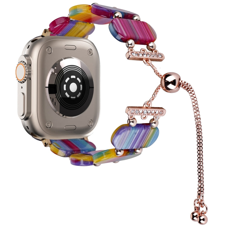 For Apple Watch Ultra 2 49mm Resin Retractable Chain Watch Band(Rainbow) - Watch Bands by PMC TechLife | Online Shopping South Africa | PMC TechLife