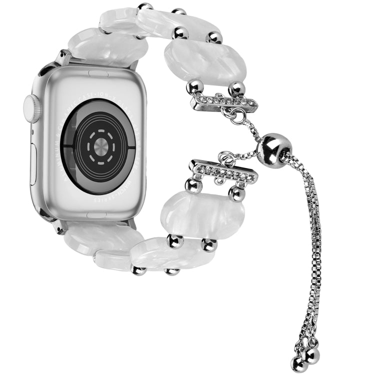 For Apple Watch Series 9 45mm Resin Retractable Chain Watch Band(Pearl White) - Watch Bands by PMC TechLife | Online Shopping South Africa | PMC TechLife