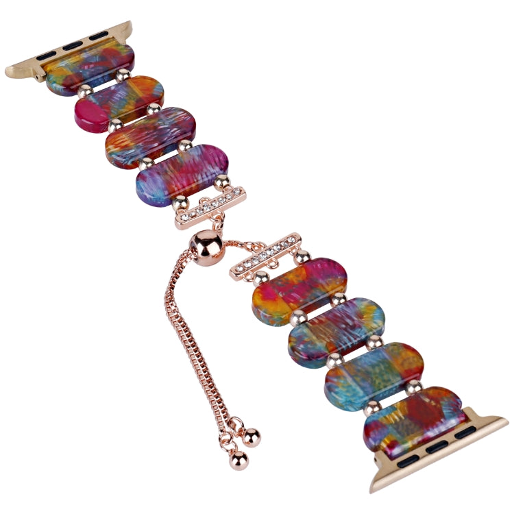 For Apple Watch Series 8 41mm Resin Retractable Chain Watch Band(Pearlescent Rainbow) - free shipping - PMC TechLife - Order now!