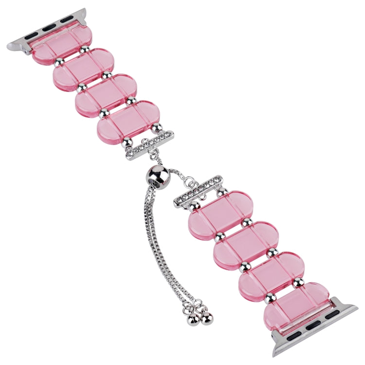 For Apple Watch Series 7 45mm Resin Retractable Chain Watch Band(Pink) - Watch Bands by PMC TechLife | Online Shopping South Africa | PMC TechLife