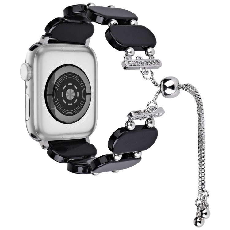 For Apple Watch Series 7 45mm Resin Retractable Chain Watch Band(Black) - Watch Bands by PMC TechLife | Online Shopping South Africa | PMC TechLife