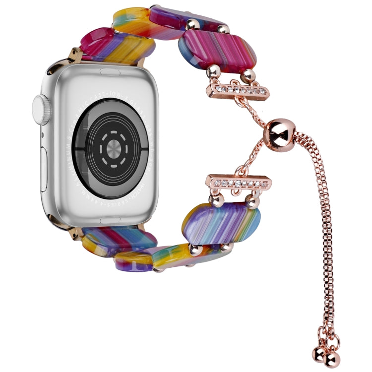 For Apple Watch Series 7 45mm Resin Retractable Chain Watch Band(Rainbow) - Watch Bands by PMC TechLife | Online Shopping South Africa | PMC TechLife