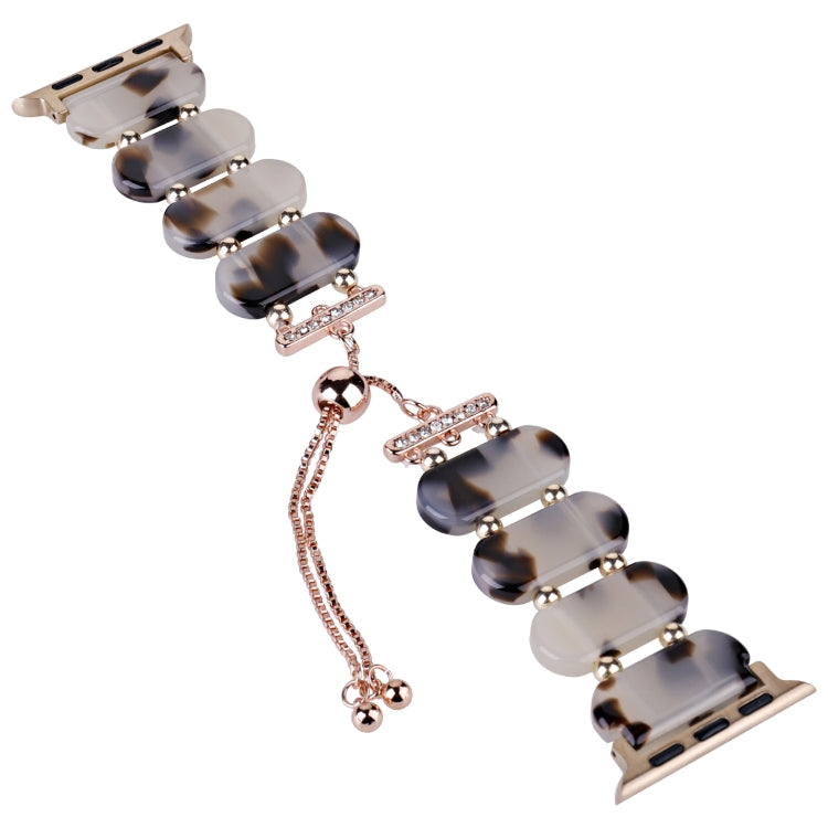 For Apple Watch SE 40mm Resin Retractable Chain Watch Band(Brown White) - Watch Bands by PMC TechLife | Online Shopping South Africa | PMC TechLife