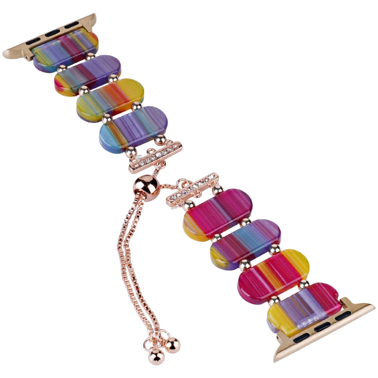 For Apple Watch SE 40mm Resin Retractable Chain Watch Band(Rainbow) - free shipping - PMC TechLife - Order now!
