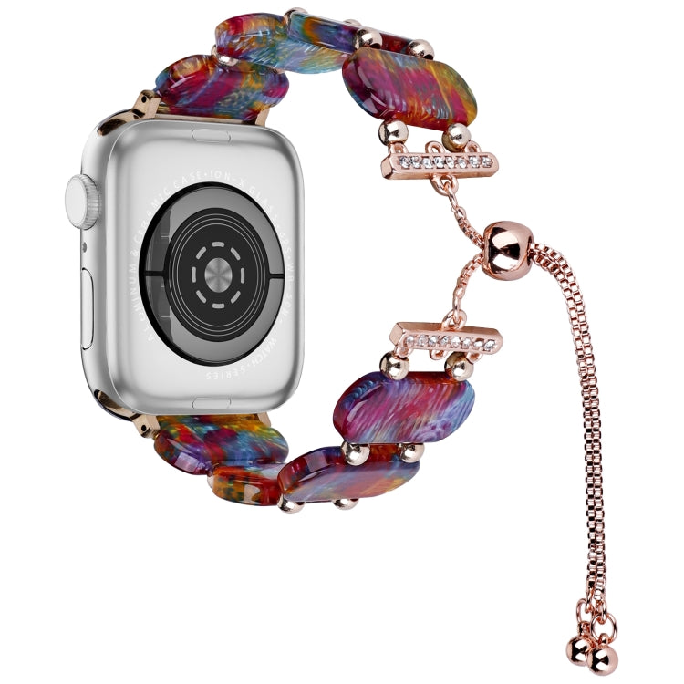 For Apple Watch Series 4 44mm Resin Retractable Chain Watch Band(Pearlescent Rainbow) - Watch Bands by PMC TechLife | Online Shopping South Africa | PMC TechLife