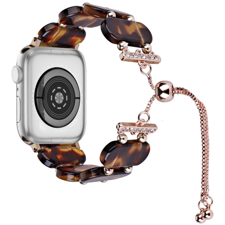 For Apple Watch Series 3 42mm Resin Retractable Chain Watch Band(Tortoiseshell) - Watch Bands by PMC TechLife | Online Shopping South Africa | PMC TechLife