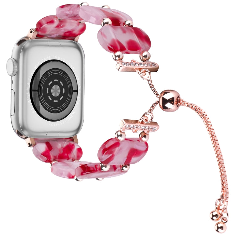 For Apple Watch Series 2 42mm Resin Retractable Chain Watch Band(Rose Red) - Watch Bands by PMC TechLife | Online Shopping South Africa | PMC TechLife