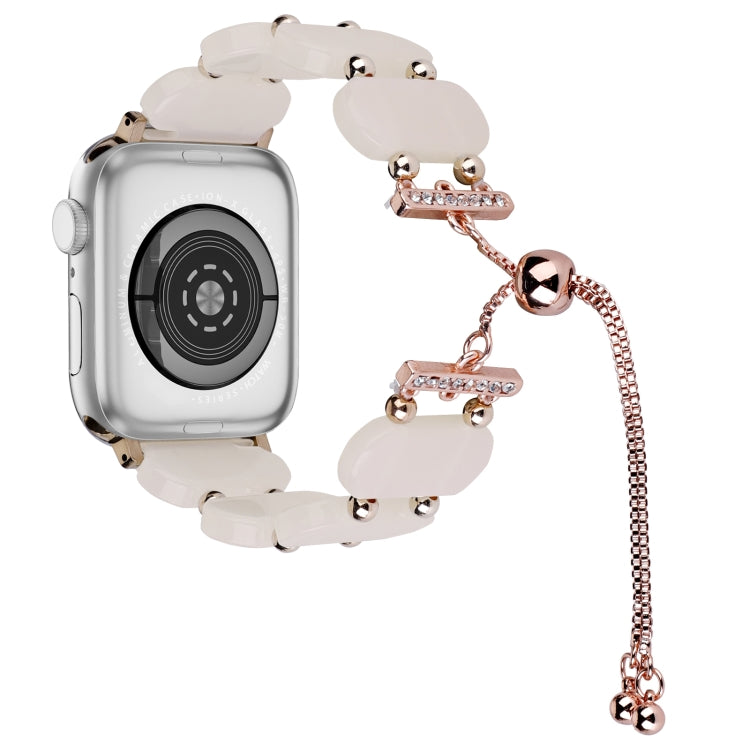 For Apple Watch 42mm Resin Retractable Chain Watch Band(Mermaid Pink) - Watch Bands by PMC TechLife | Online Shopping South Africa | PMC TechLife