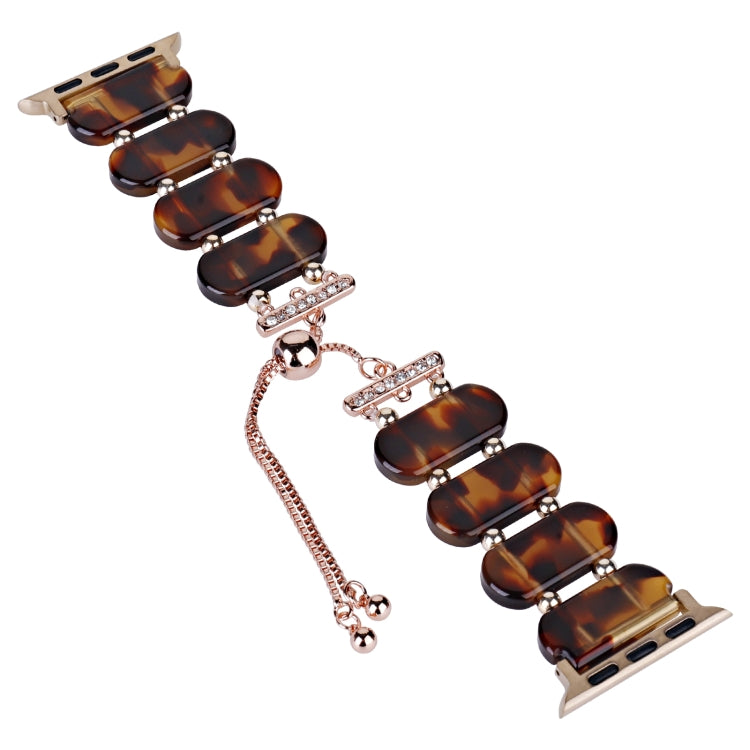 For Apple Watch 42mm Resin Retractable Chain Watch Band(Tortoiseshell) - Watch Bands by PMC TechLife | Online Shopping South Africa | PMC TechLife