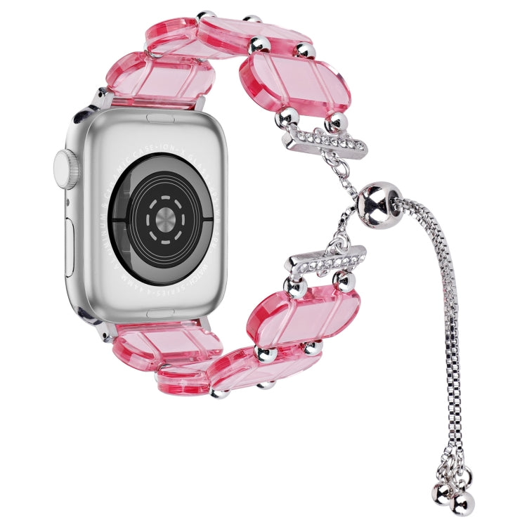 For Apple Watch 38mm Resin Retractable Chain Watch Band(Pink) - Watch Bands by PMC TechLife | Online Shopping South Africa | PMC TechLife